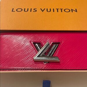 Louis Vuitton Hot Pink Epi Leather Wallet with Silver LV Logo